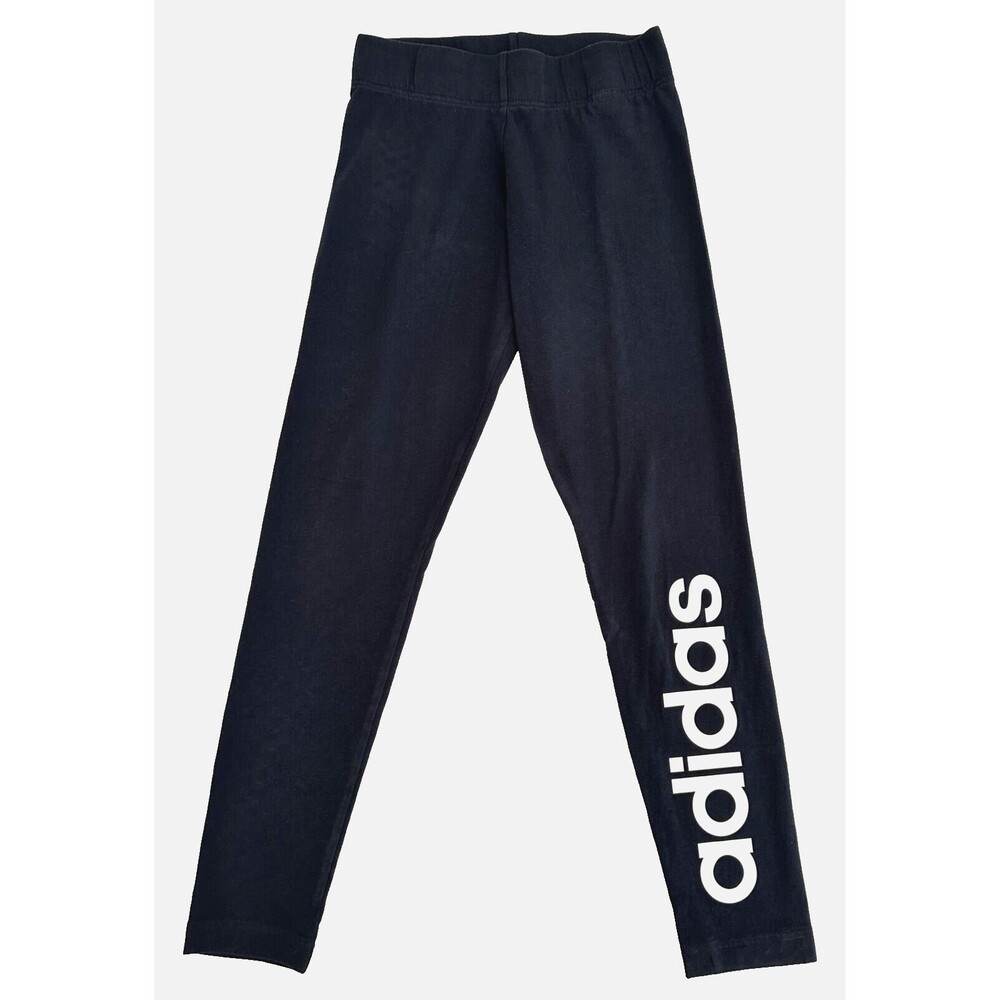 Adidas Women's Navy Spell Out Logo Pull On Athletic Leggings Pants Size Small